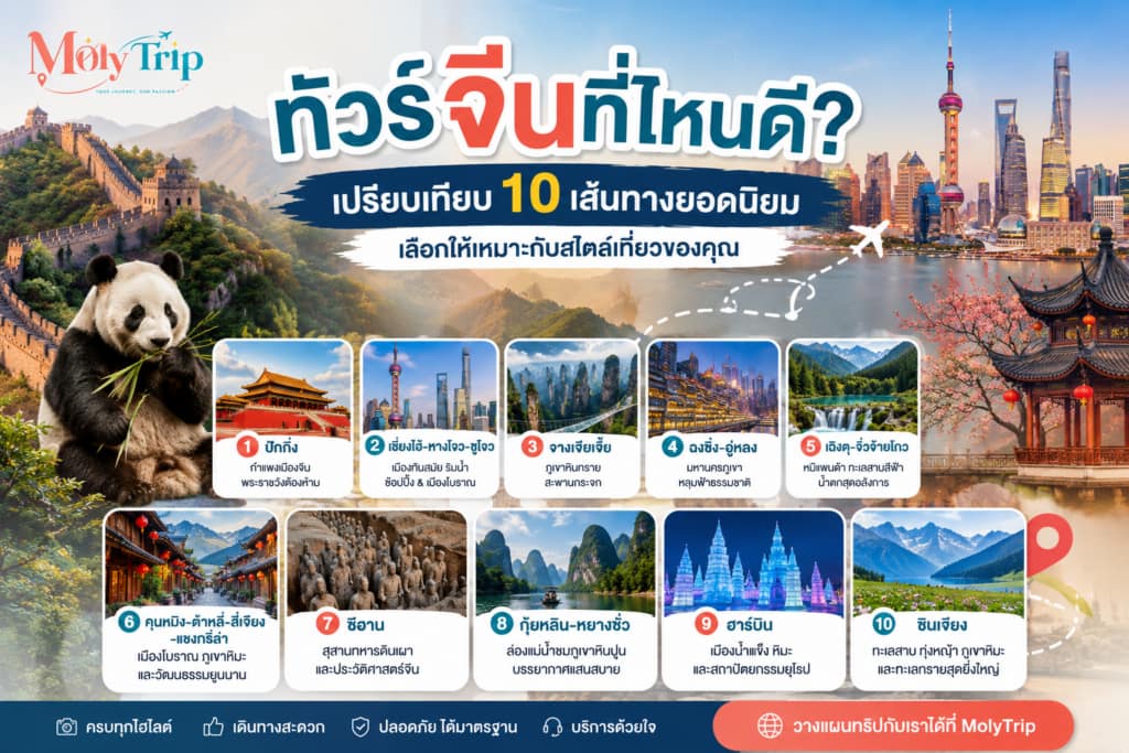 ทัวร์จีนที่ไหนดี เปรียบเทียบ 10 เส้นทางยอดนิยม