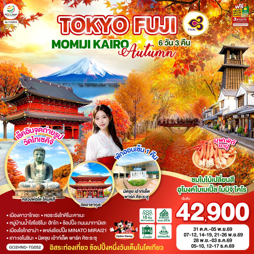ทัวร์ญี่ปุ่น TOKYO FUJI MOMIJI KAIRO AUTUMN 6D 3N โดยสายการบินไทย [TG] โดย Moly Trip