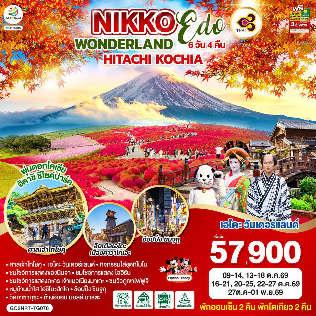 ทัวร์ญี่ปุ่น NIKKO EDO WONDERLAND HITACHIKOCHIA 6D 4N โดยสายการบินไทย [TG] โดย Moly Trip