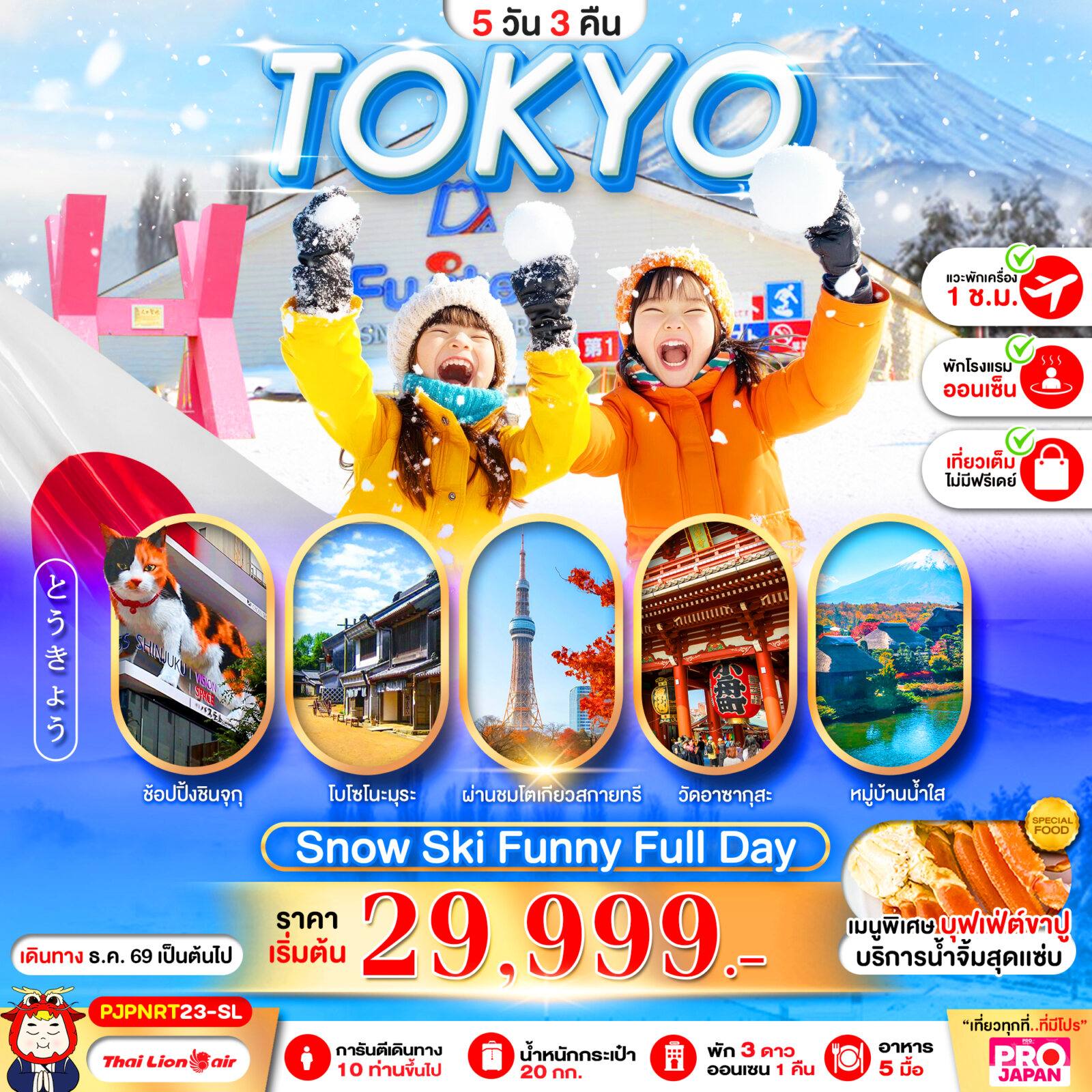 ทัวร์ญี่ปุ่น PRO TOKYO SNOW SKI FUNNY FULL DAY 5D3N โดย Moly Trip