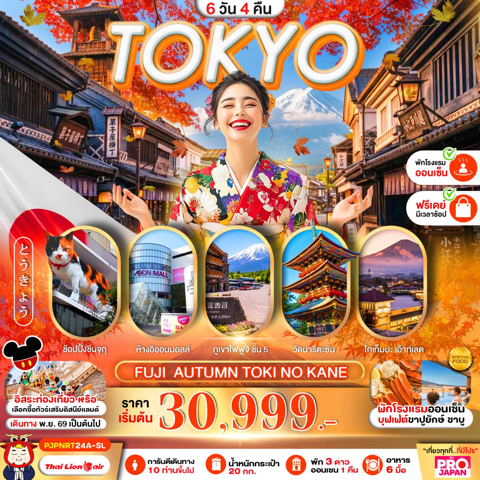 ทัวร์ญี่ปุ่น TOKYO FUJI AUTUMN TOKI NO KANE FREE DAY 6D4N โดย Moly Trip