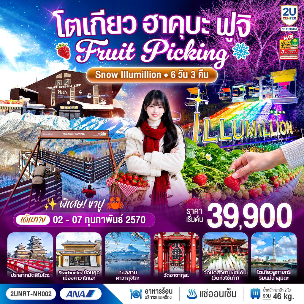 ทัวร์ญี่ปุ่น โตเกียว ฮาคุบะ ฟูจิ FRUIT PICKING SNOW Illumillion 6 วัน 3 คืน โดยสายการบินออล นิปปอน แอร์เวย์ โดย Moly Trip